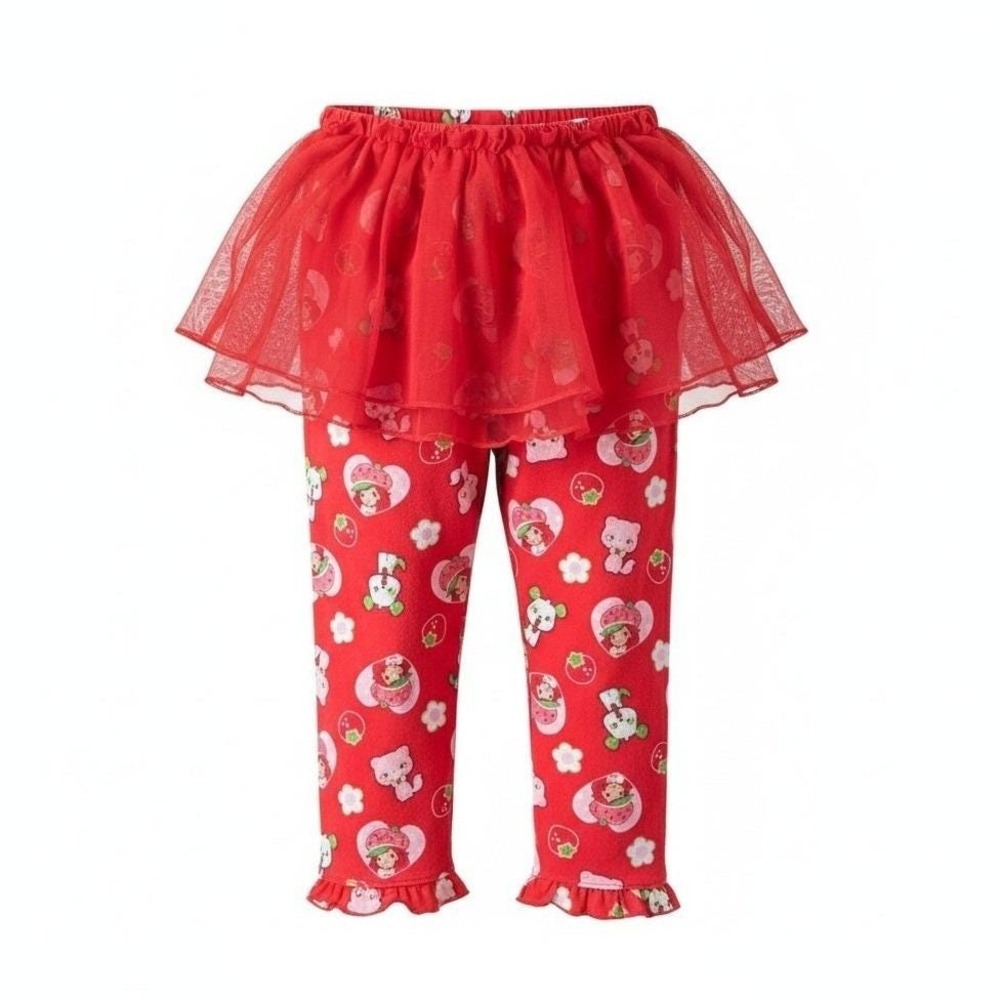 Strawberry Shortcake Girls Red Tutu Leggings Skirted Pants Size 5 Ruffle‎ Hem